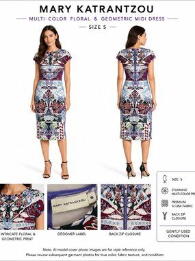 MARY KATRANTZOU PRINTED MIDI DRESS S
